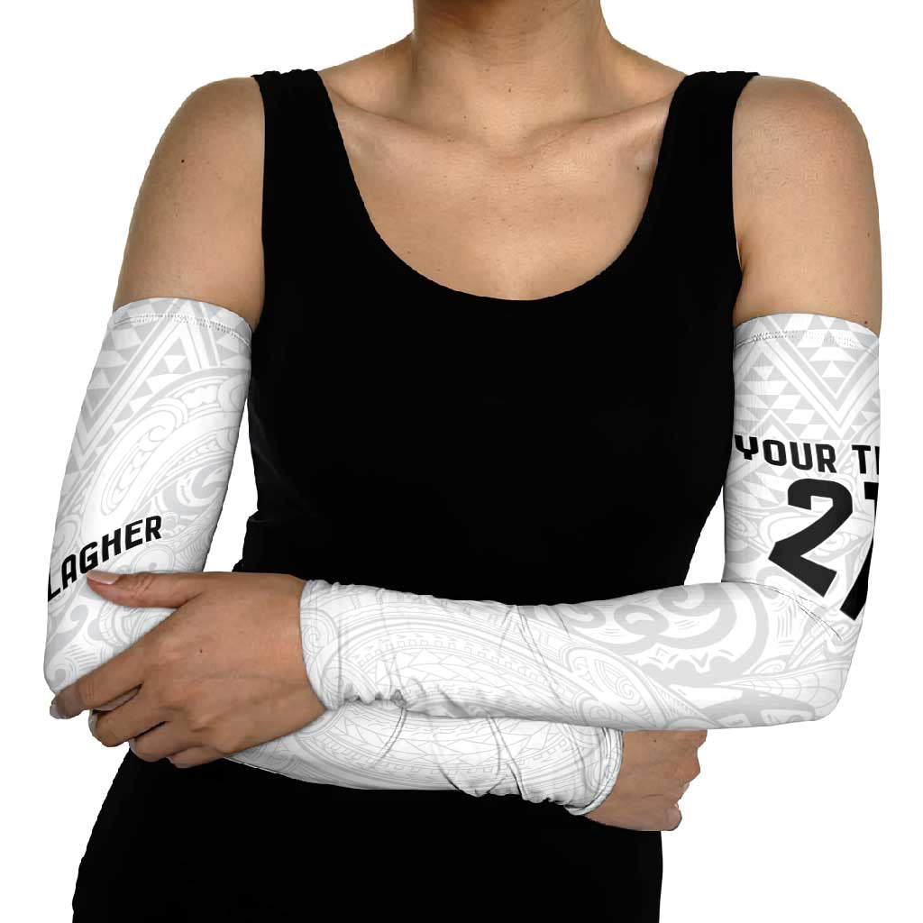 New Zealand Rangatira Custom Arm Sleeves All White Niho Taniwha Maori Tribal LT9 - Polynesian Pride