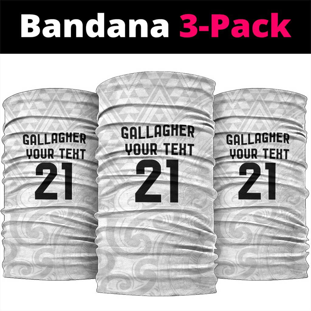 New Zealand Rangatira Custom Neck Gaiter All White Niho Taniwha Maori Tribal LT9 package One Size: 25*50cm White - Polynesian Pride