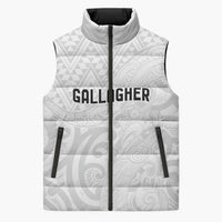 New Zealand Rangatira Custom Sleeveless Puffer Jacket All White Niho Taniwha Maori Tribal LT9 Unisex White - Polynesian Pride