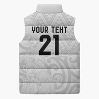 New Zealand Rangatira Custom Sleeveless Puffer Jacket All White Niho Taniwha Maori Tribal LT9 - Polynesian Pride