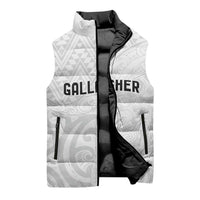 New Zealand Rangatira Custom Sleeveless Puffer Jacket All White Niho Taniwha Maori Tribal LT9 - Polynesian Pride