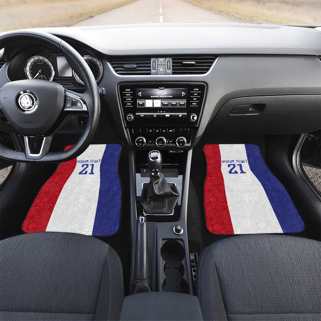New Zealand Rugby Pacific Personalised Car Mats Maori Style Tribal Tapa Pattern LT9 Set 2pcs - Front White - Polynesian Pride