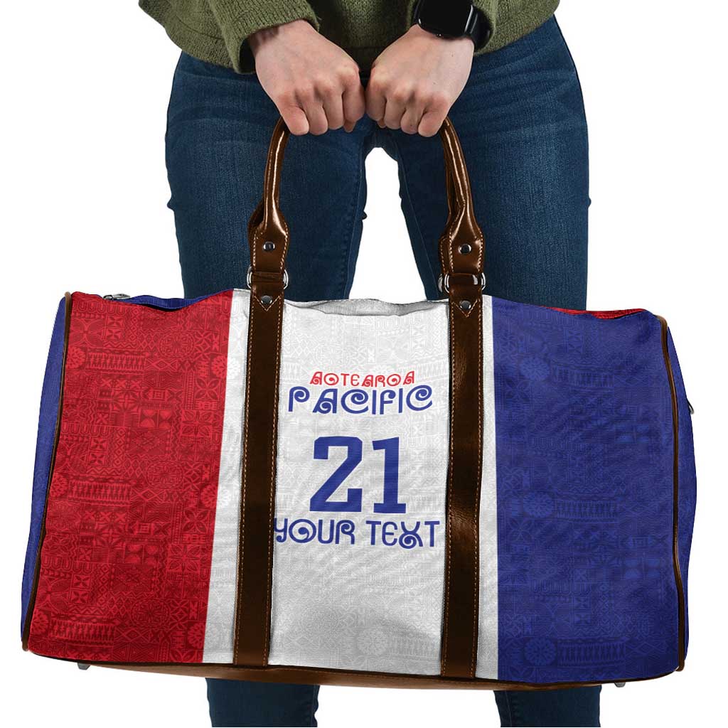 New Zealand Rugby Pacific Personalised Travel Bag Maori Style Tribal Tapa Pattern LT9 White - Polynesian Pride