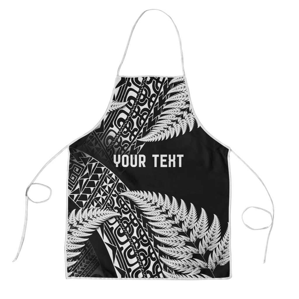 New Zealand Rugby Pacific Personalised Apron All Black Maori Pasifika Fern Pattern LT9 Black - Polynesian Pride