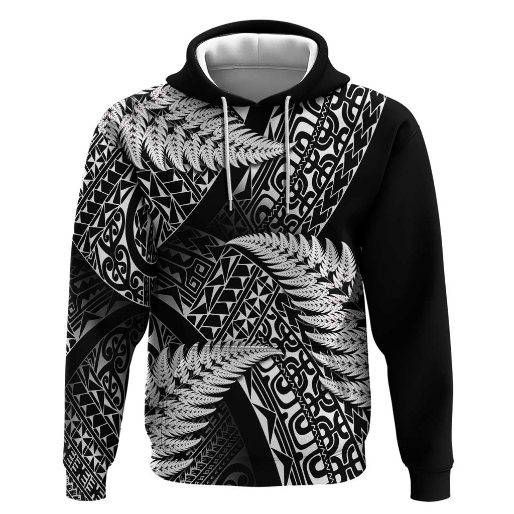 New Zealand Rugby Pacific Personalised Hoodie All Black Maori Pasifika Fern Pattern LT9 Pullover Hoodie Black - Polynesian Pride
