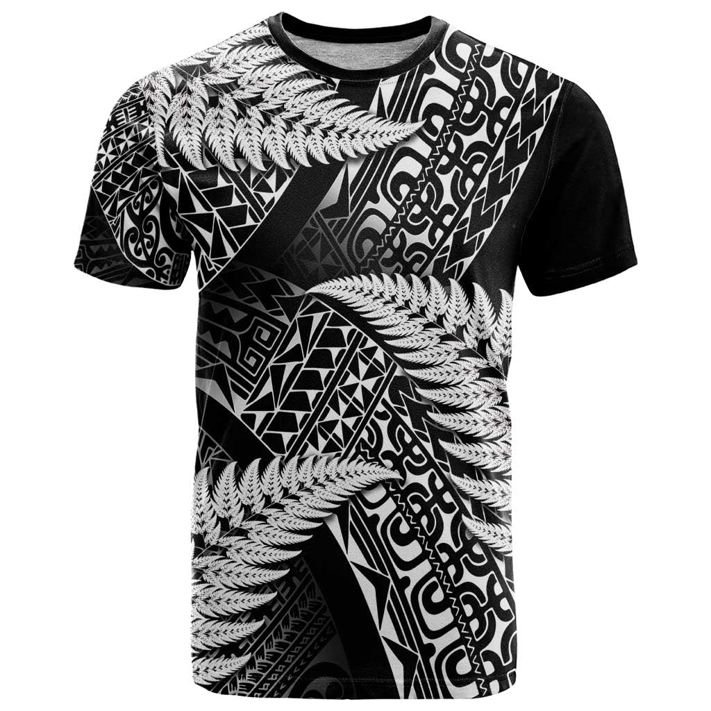 New Zealand Rugby Pacific Personalised T Shirt All Black Maori Pasifika Fern Pattern LT9 Black - Polynesian Pride