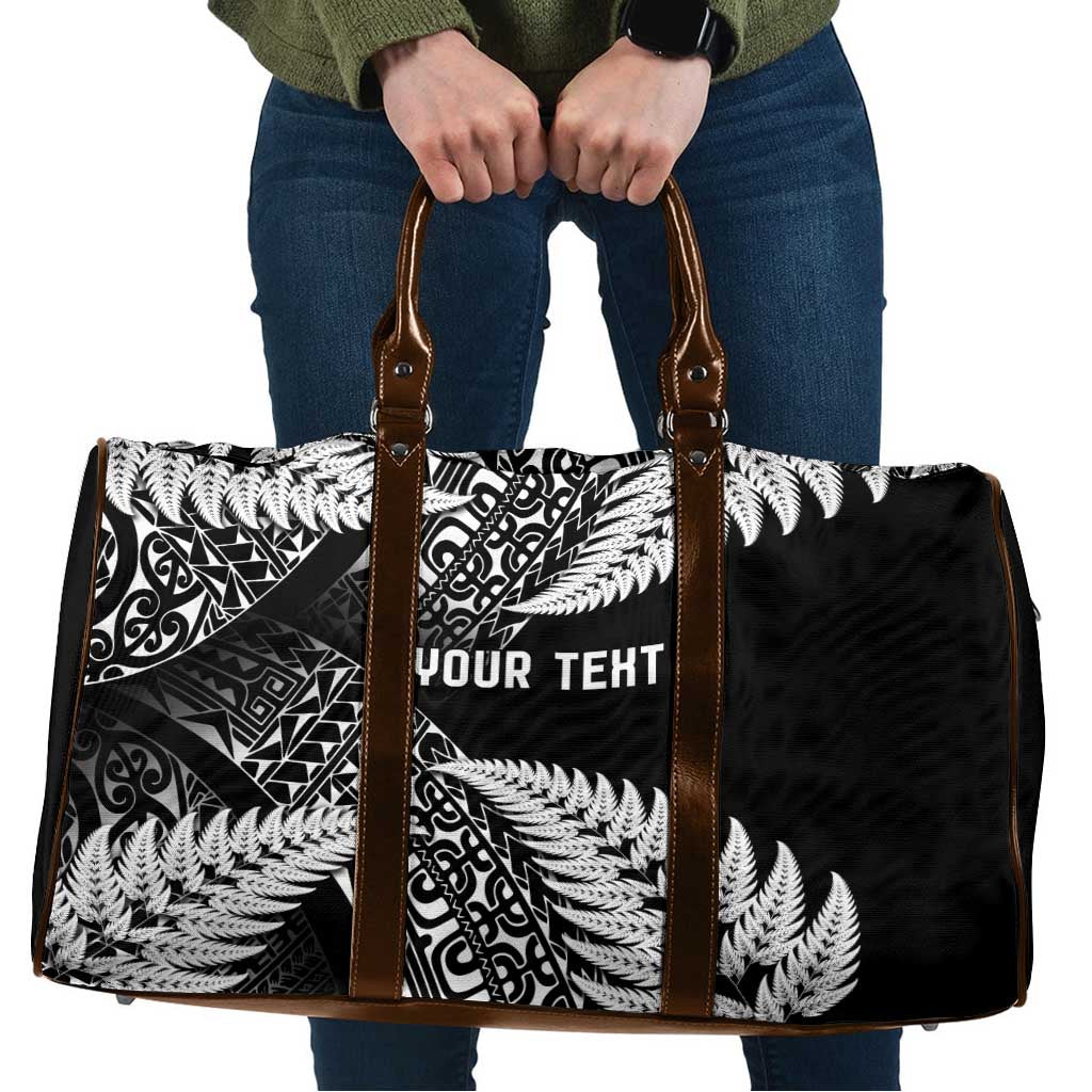 New Zealand Rugby Pacific Personalised Travel Bag All Black Maori Pasifika Fern Pattern LT9 Black - Polynesian Pride