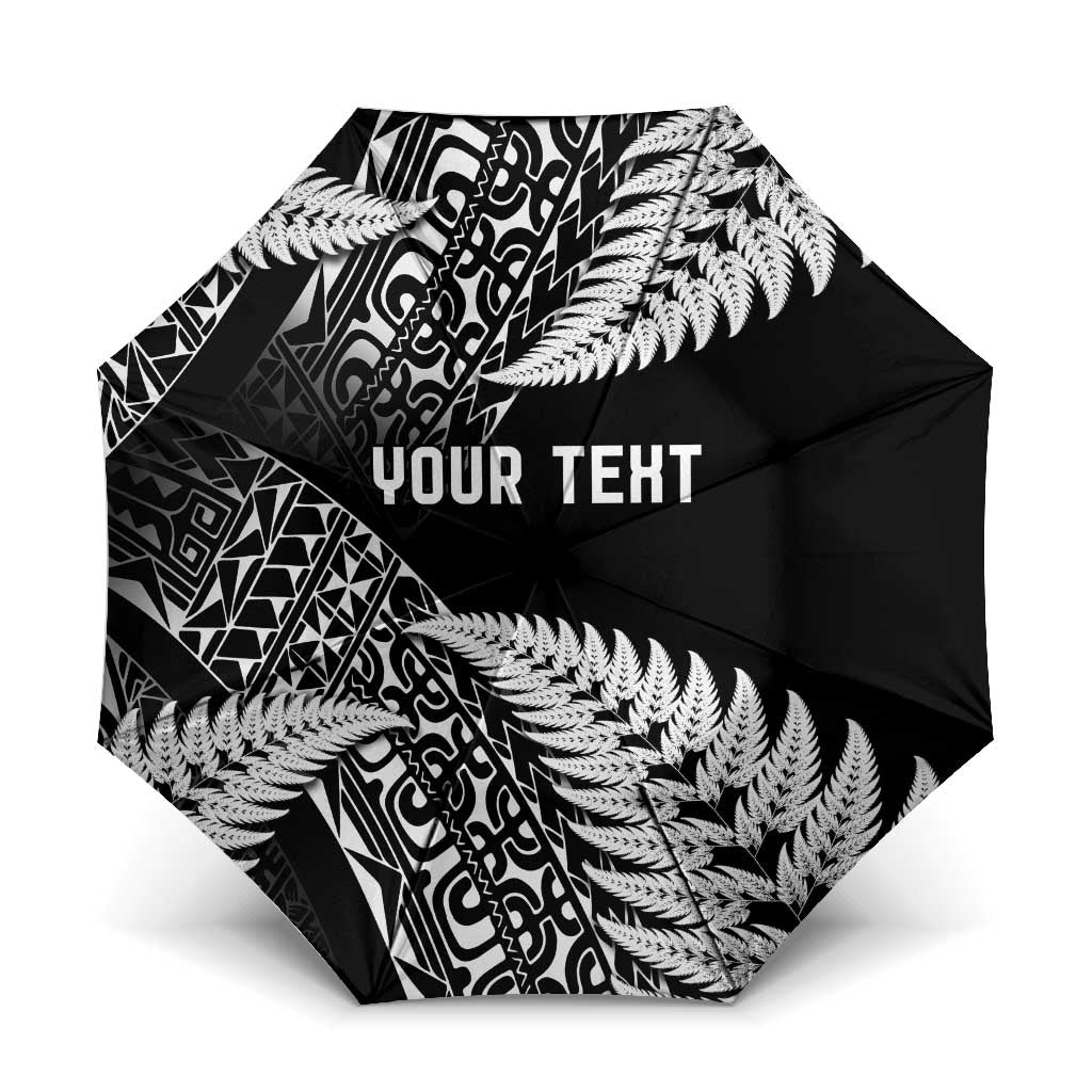 New Zealand Rugby Pacific Personalised Umbrella All Black Maori Pasifika Fern Pattern LT9 One Size Folded 11.42 inch Opened Diameter 37.4 inch Black - Polynesian Pride