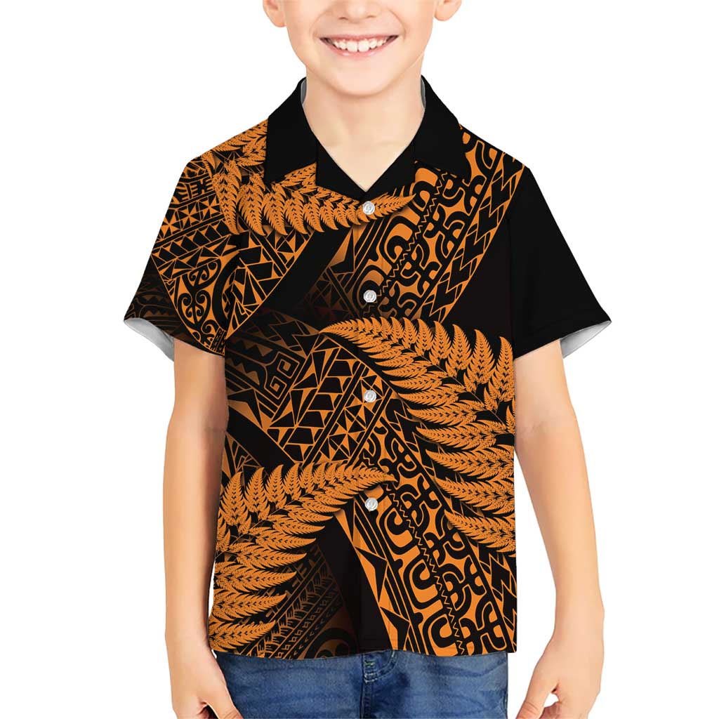 New Zealand Rugby Pacific Personalised Hawaiian Shirt All Gold Maori Pasifika Fern Pattern LT9 - Polynesian Pride