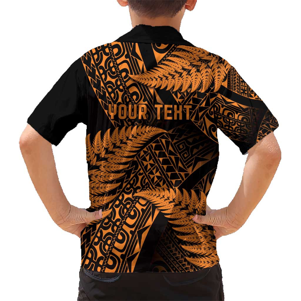 New Zealand Rugby Pacific Personalised Hawaiian Shirt All Gold Maori Pasifika Fern Pattern LT9 - Polynesian Pride