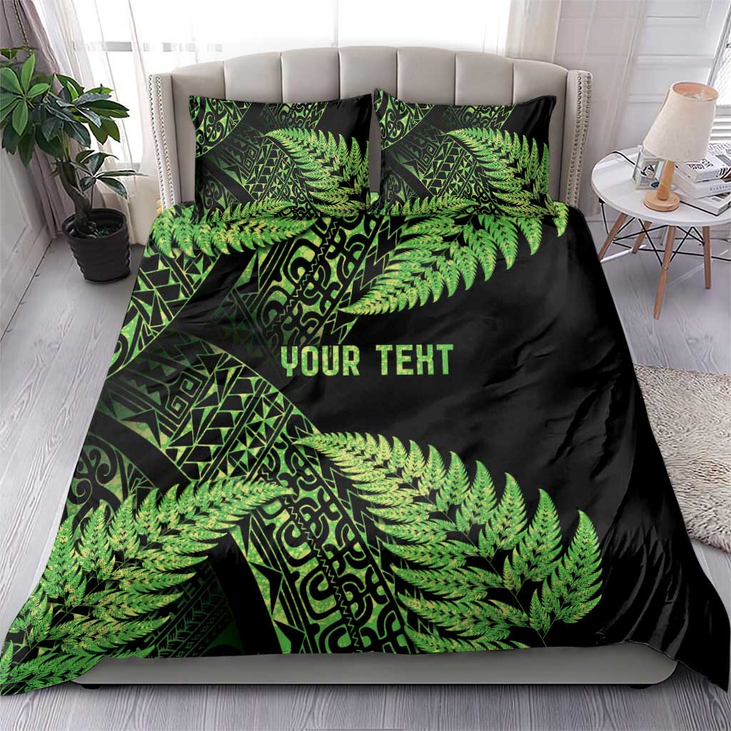 New Zealand Rugby Pacific Personalised Bedding Set All Lime Maori Pasifika Fern Pattern LT9 - Polynesian Pride