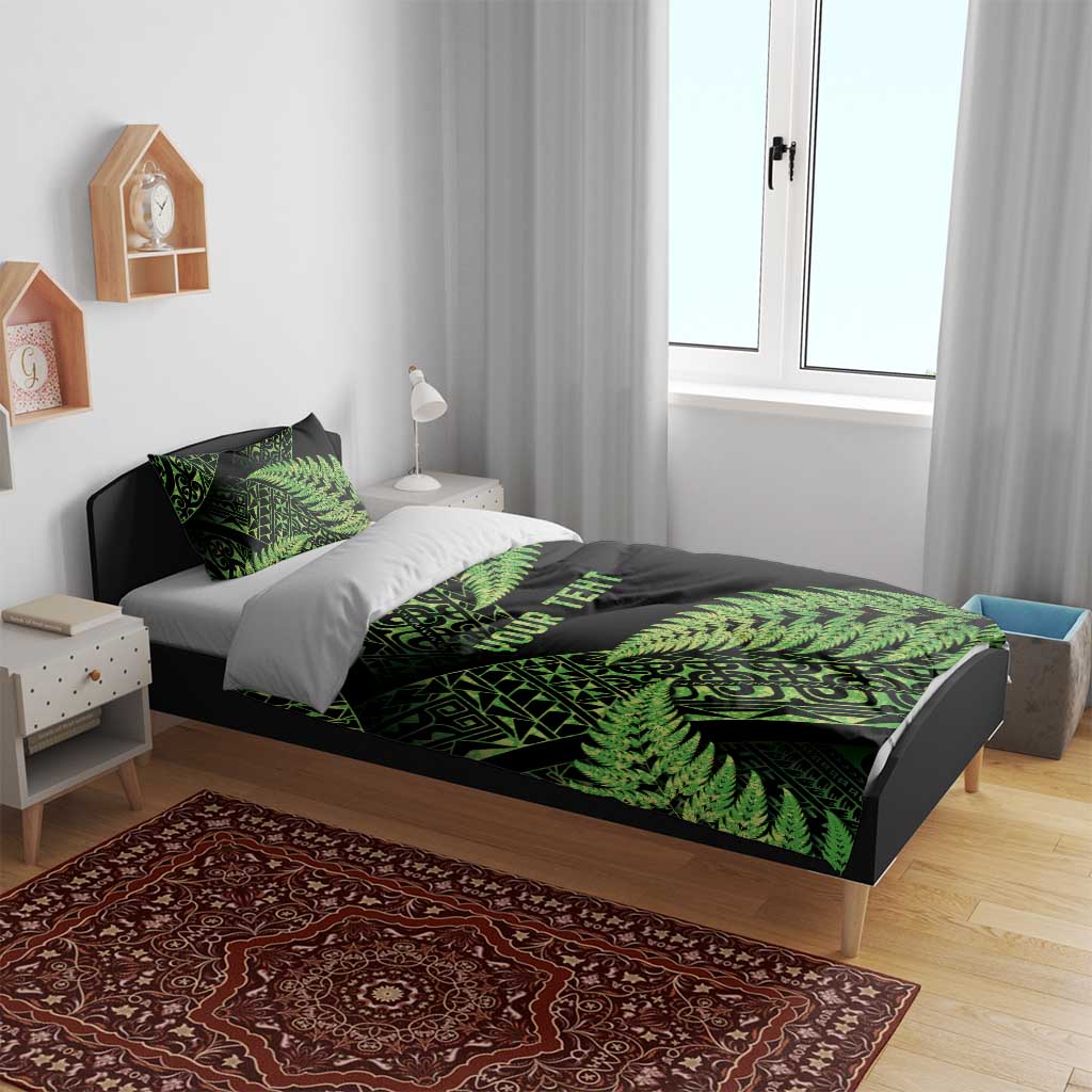 New Zealand Rugby Pacific Personalised Bedding Set All Lime Maori Pasifika Fern Pattern LT9 - Polynesian Pride