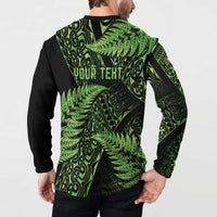 New Zealand Rugby Pacific Personalised Button Sweatshirt All Lime Maori Pasifika Fern Pattern LT9 - Polynesian Pride
