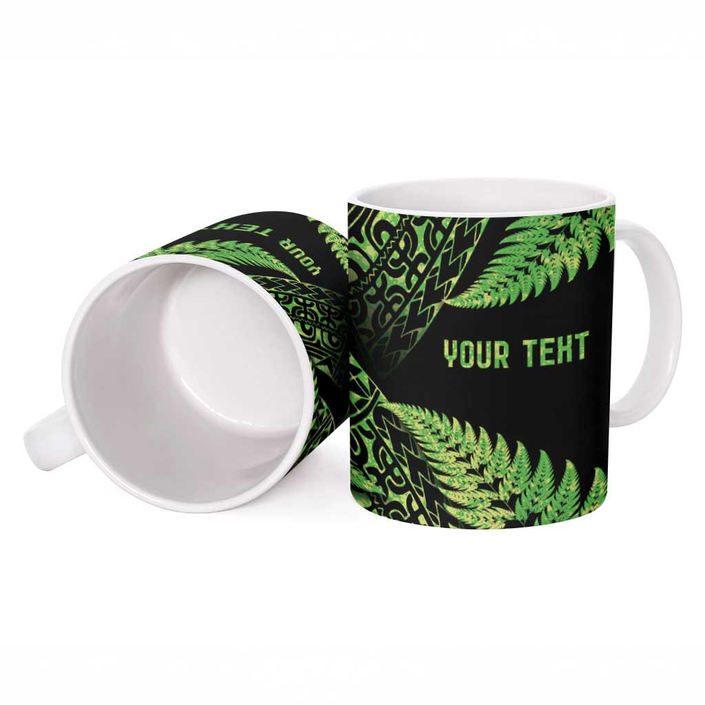 New Zealand Rugby Pacific Personalised Ceramic Mug All Lime Maori Pasifika Fern Pattern LT9 - Polynesian Pride