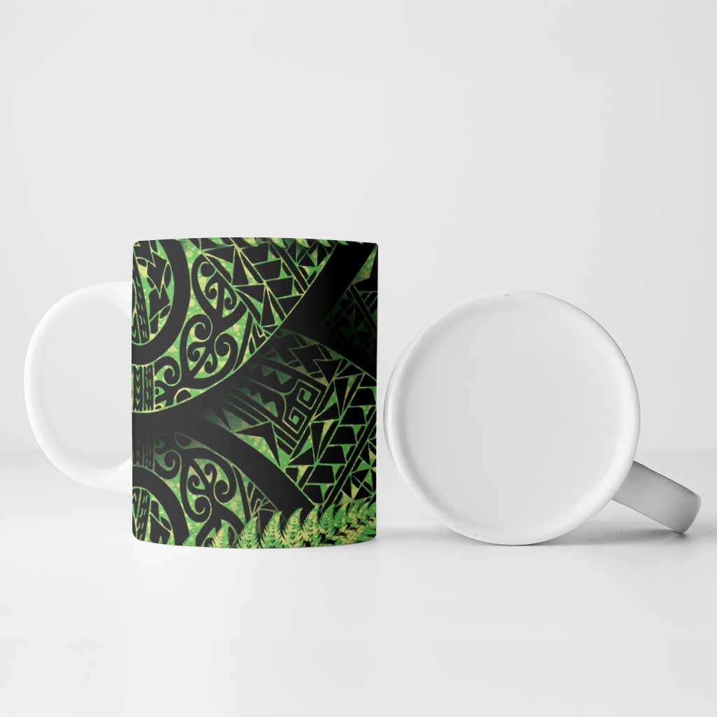 New Zealand Rugby Pacific Personalised Ceramic Mug All Lime Maori Pasifika Fern Pattern LT9 - Polynesian Pride