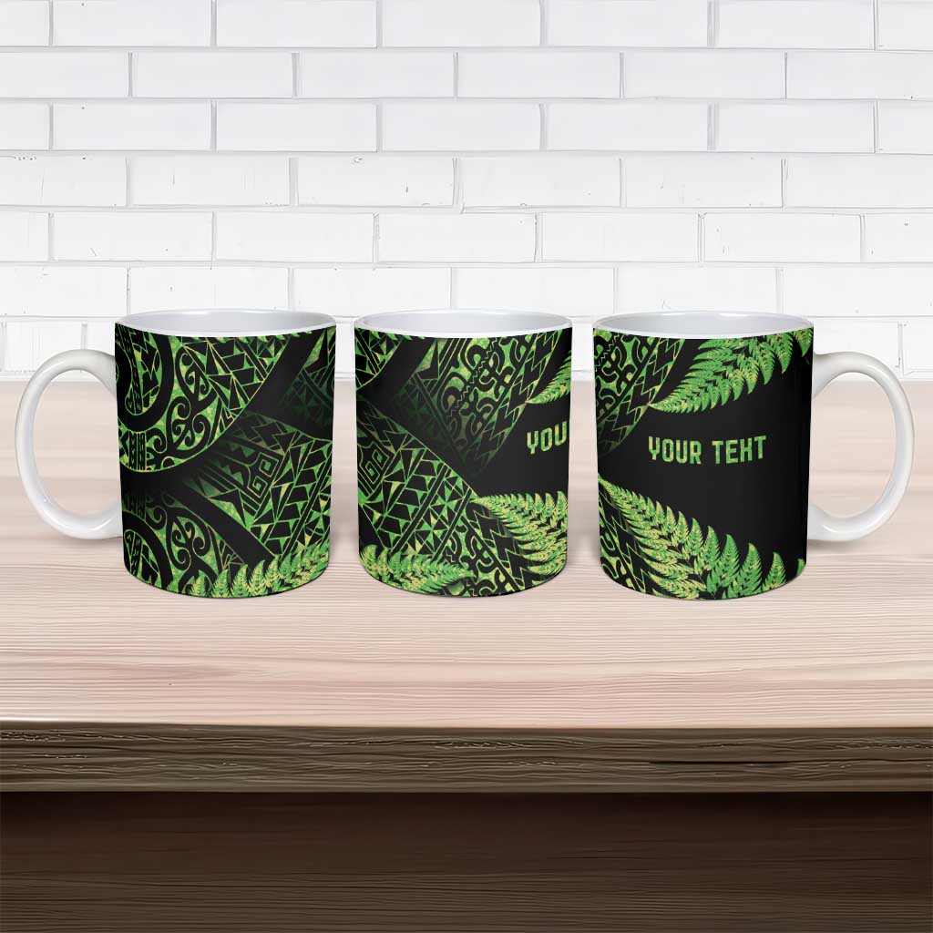 New Zealand Rugby Pacific Personalised Ceramic Mug All Lime Maori Pasifika Fern Pattern LT9 - Polynesian Pride