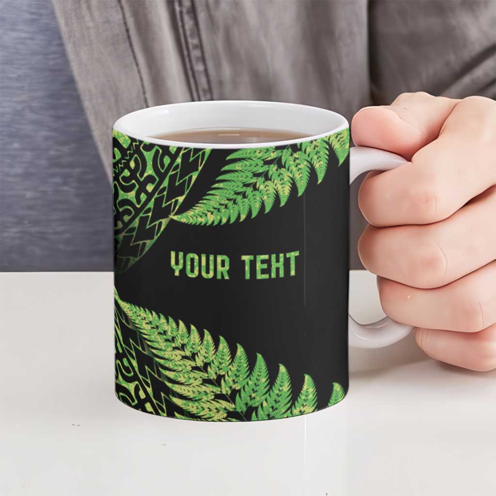 New Zealand Rugby Pacific Personalised Ceramic Mug All Lime Maori Pasifika Fern Pattern LT9 - Polynesian Pride