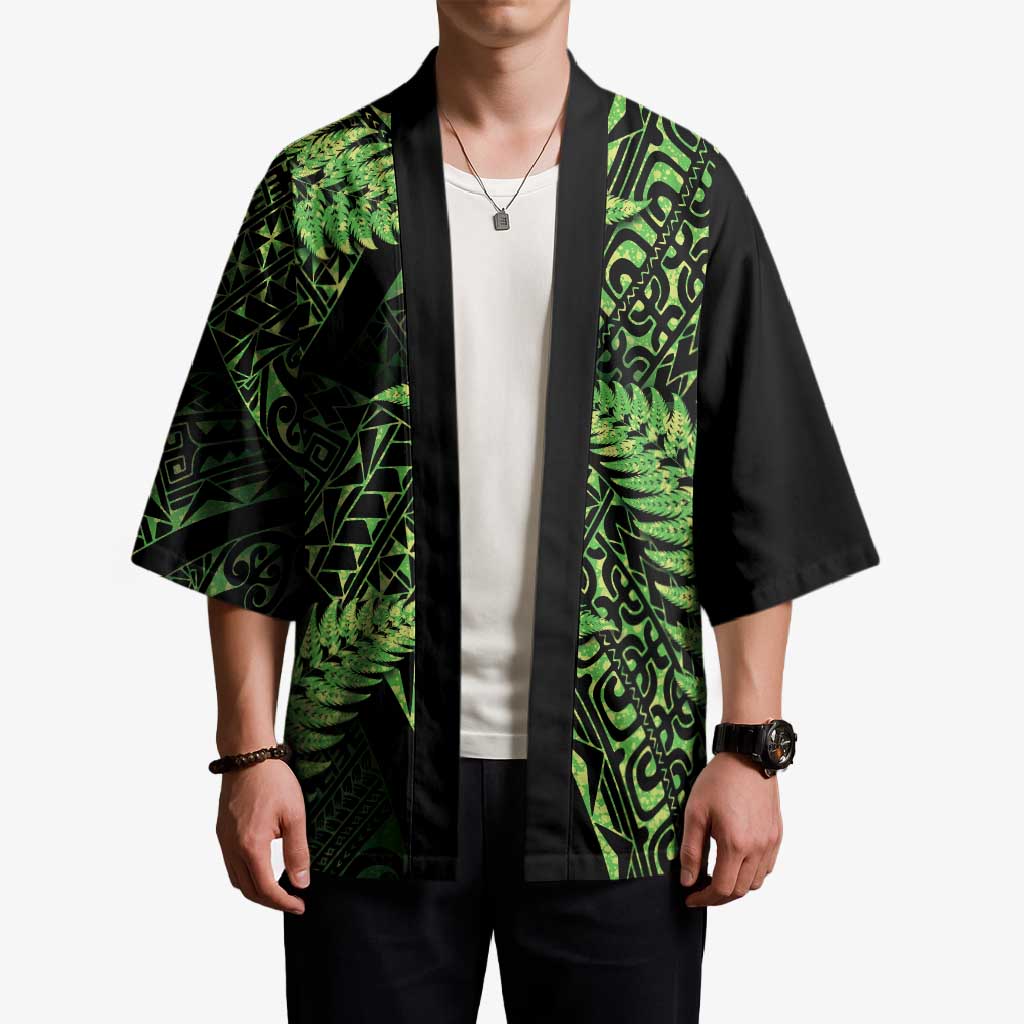 New Zealand Rugby Pacific Personalised Kimono All Lime Maori Pasifika Fern Pattern LT9 - Polynesian Pride