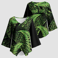 New Zealand Rugby Pacific Personalised Kimono Sleeve Blouse All Lime Maori Pasifika Fern Pattern LT9 - Polynesian Pride