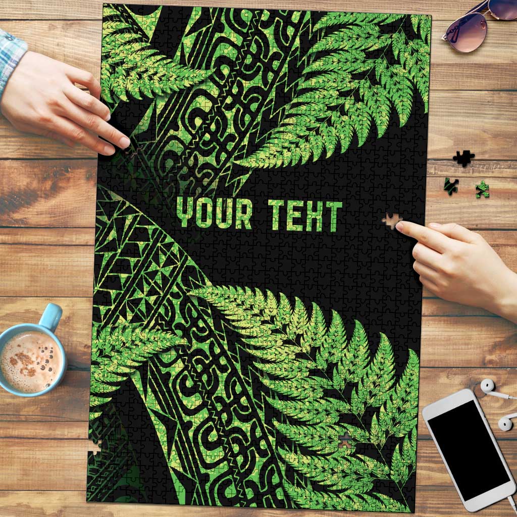 New Zealand Rugby Pacific Personalised Puzzle All Lime Maori Pasifika Fern Pattern LT9 Lime - Polynesian Pride