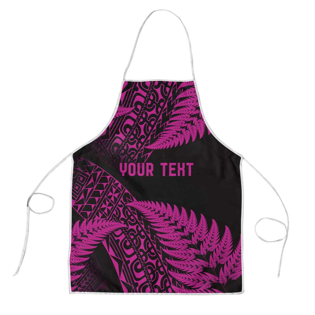 New Zealand Rugby Pacific Personalised Apron All Pink Maori Pasifika Fern Pattern LT9 Pink - Polynesian Pride
