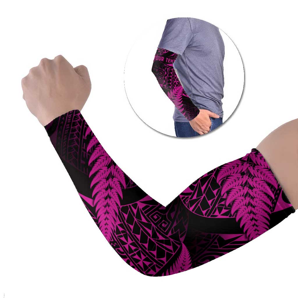 New Zealand Rugby Pacific Personalised Arm Sleeves All Pink Maori Pasifika Fern Pattern LT9 Set of 2 Pink - Polynesian Pride