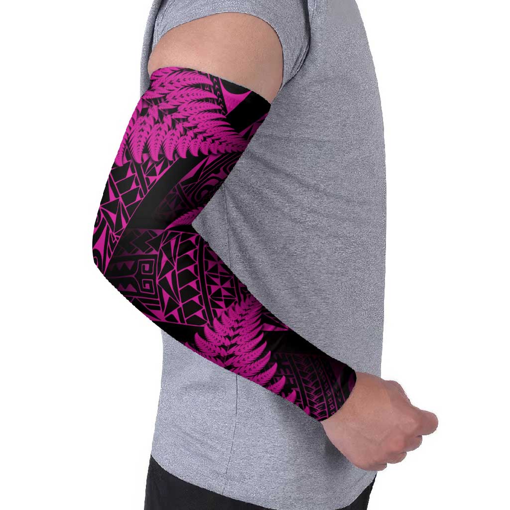 New Zealand Rugby Pacific Personalised Arm Sleeves All Pink Maori Pasifika Fern Pattern LT9 - Polynesian Pride