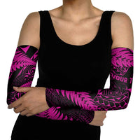 New Zealand Rugby Pacific Personalised Arm Sleeves All Pink Maori Pasifika Fern Pattern LT9 - Polynesian Pride