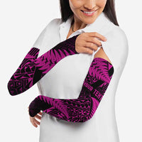 New Zealand Rugby Pacific Personalised Arm Sleeves All Pink Maori Pasifika Fern Pattern LT9 - Polynesian Pride