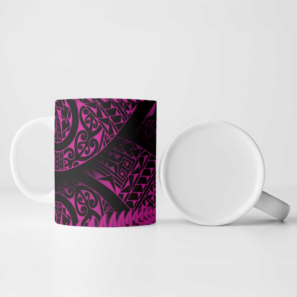 New Zealand Rugby Pacific Personalised Ceramic Mug All Pink Maori Pasifika Fern Pattern LT9 - Polynesian Pride