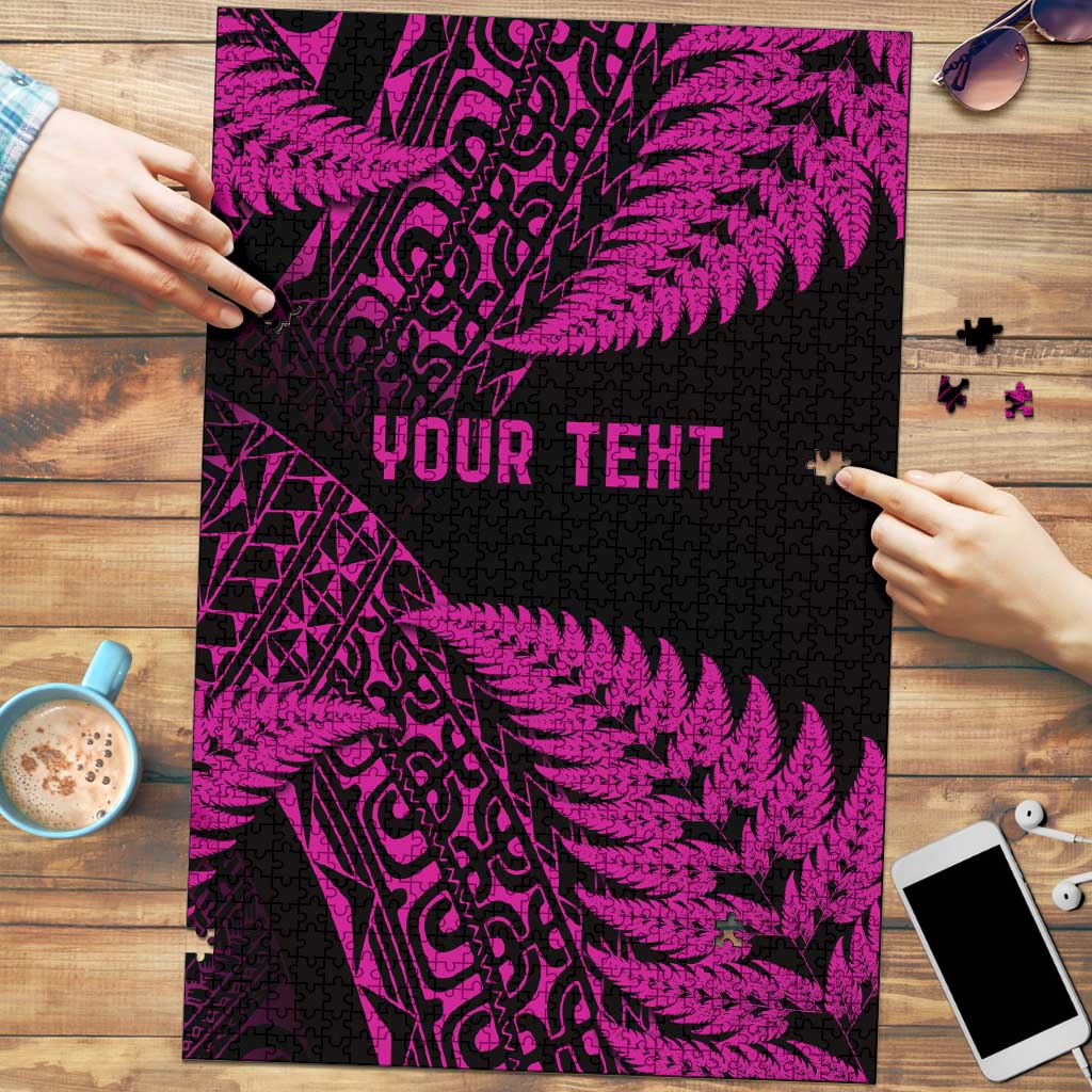 New Zealand Rugby Pacific Personalised Puzzle All Pink Maori Pasifika Fern Pattern LT9 Pink - Polynesian Pride