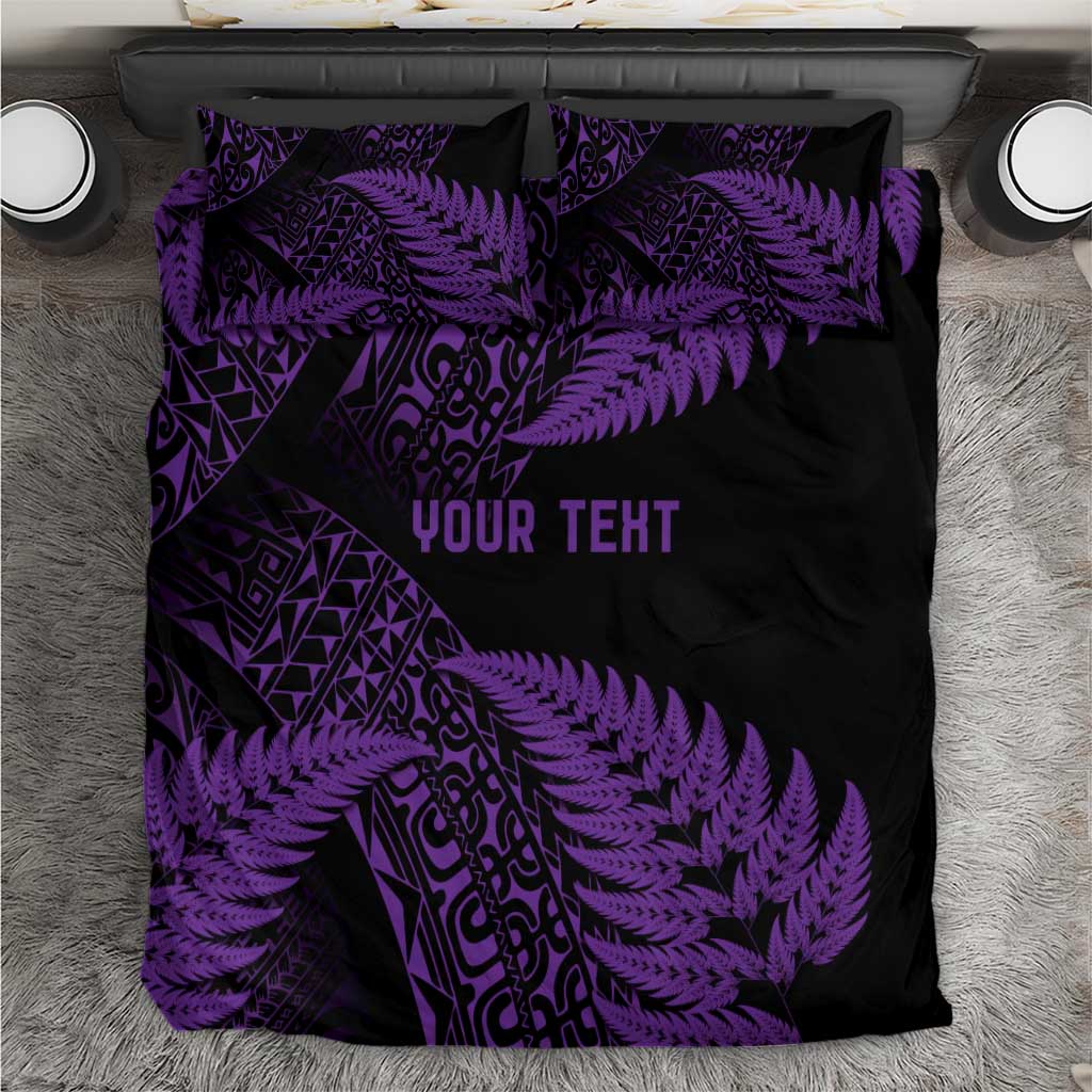 New Zealand Rugby Pacific Personalised Bedding Set All Purple Maori Pasifika Fern Pattern LT9 Purple - Polynesian Pride