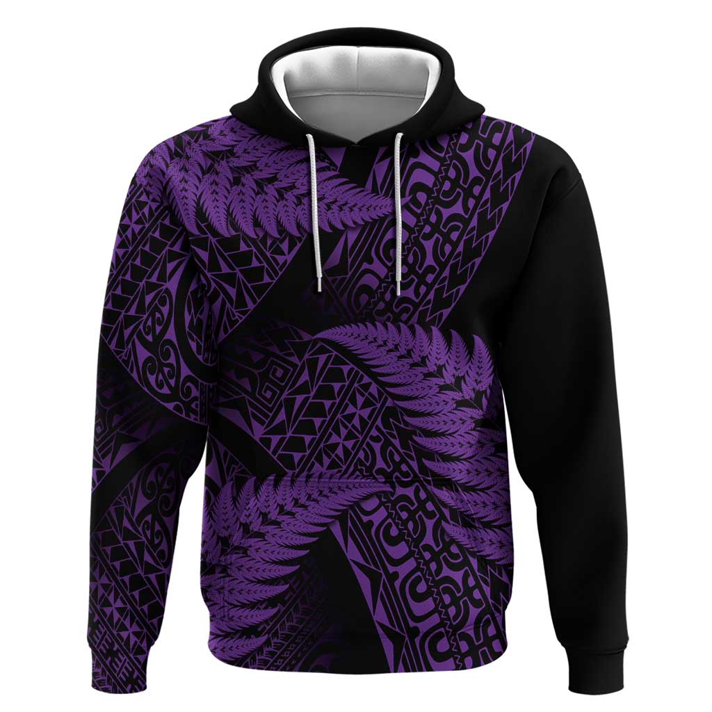 New Zealand Rugby Pacific Personalised Hoodie All Purple Maori Pasifika Fern Pattern LT9 Pullover Hoodie Purple - Polynesian Pride