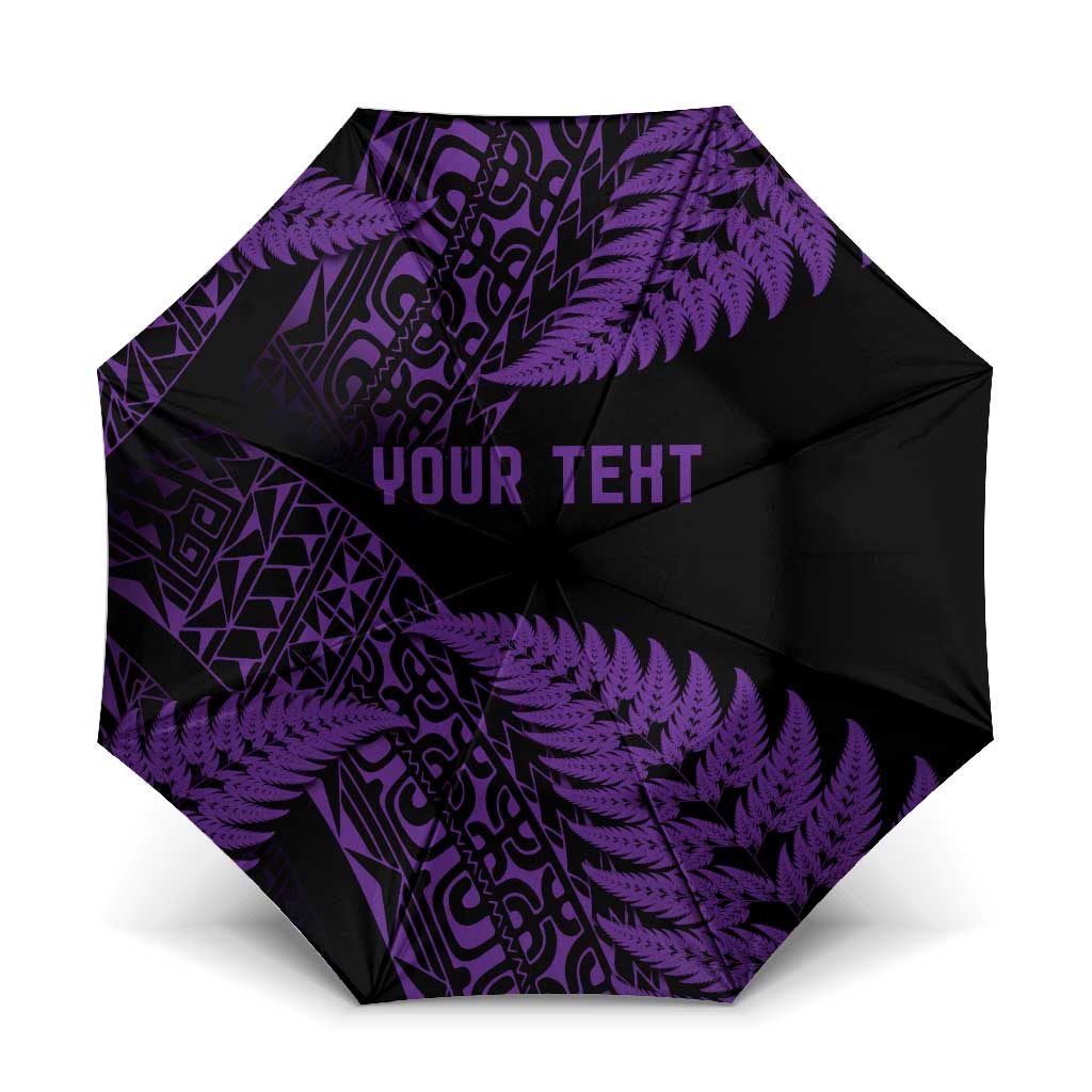 New Zealand Rugby Pacific Personalised Umbrella All Purple Maori Pasifika Fern Pattern LT9 One Size Folded 11.42 inch Opened Diameter 37.4 inch Purple - Polynesian Pride