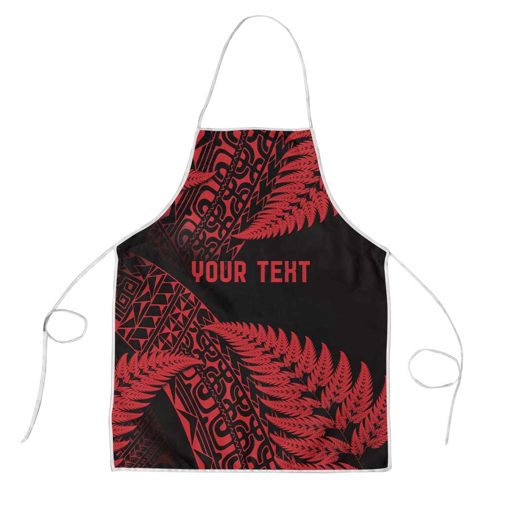 New Zealand Rugby Pacific Personalised Apron All Red Maori Pasifika Fern Pattern LT9 Red - Polynesian Pride