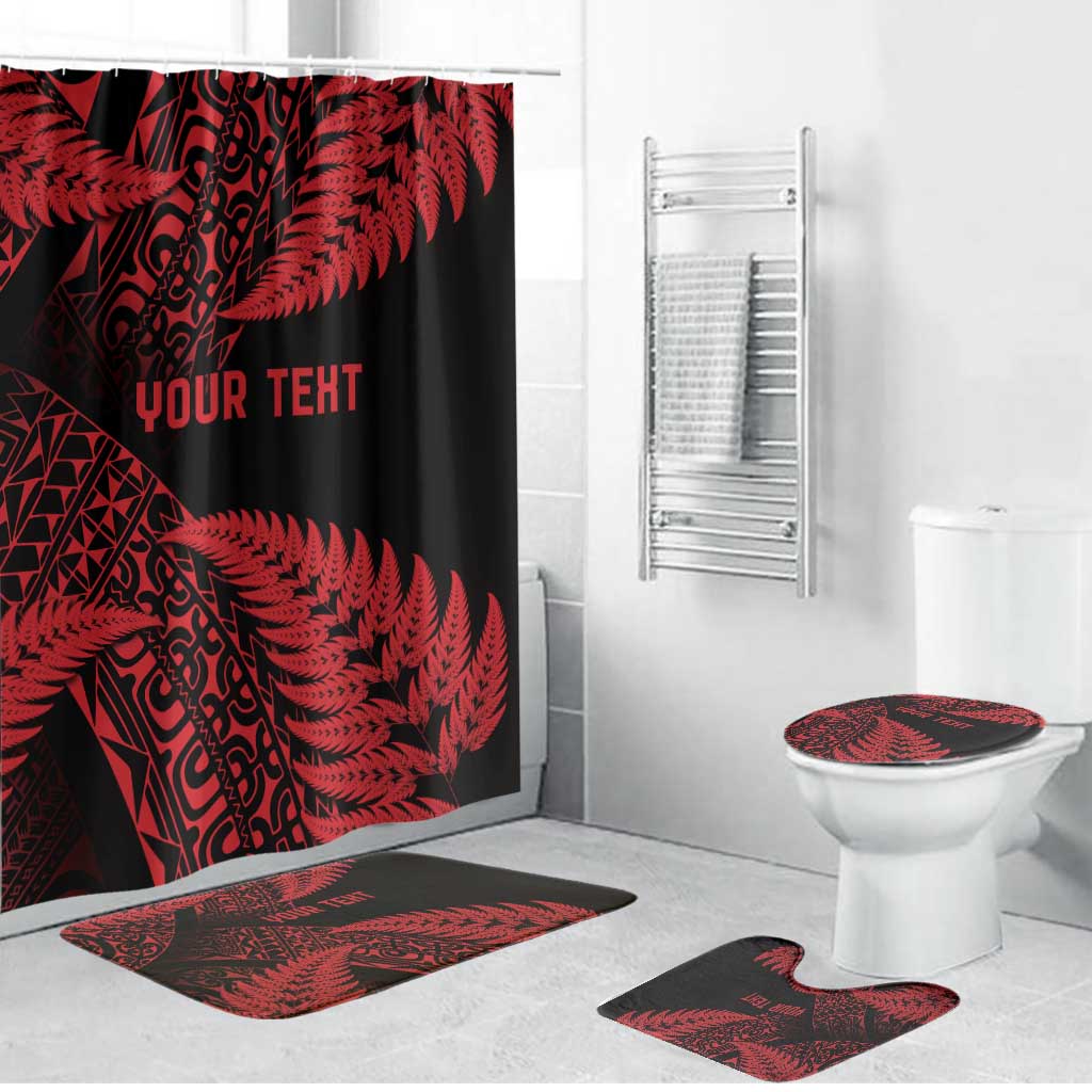 New Zealand Rugby Pacific Personalised Bathroom Set All Red Maori Pasifika Fern Pattern LT9 Bathroom Set (4 pcs) Red - Polynesian Pride