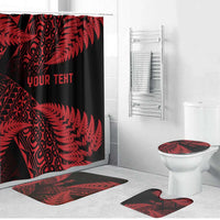 New Zealand Rugby Pacific Personalised Bathroom Set All Red Maori Pasifika Fern Pattern LT9 Bathroom Set (4 pcs) Red - Polynesian Pride