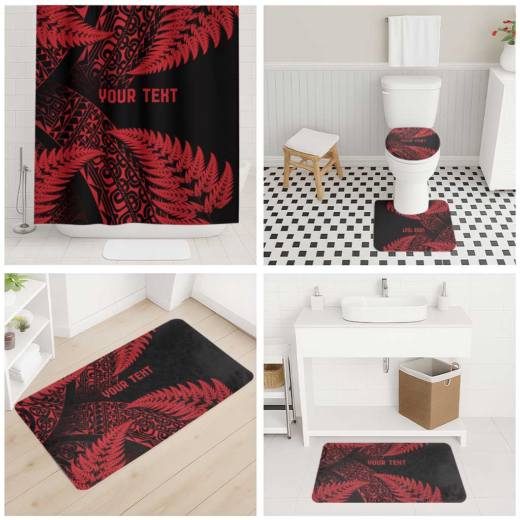 New Zealand Rugby Pacific Personalised Bathroom Set All Red Maori Pasifika Fern Pattern LT9 - Polynesian Pride