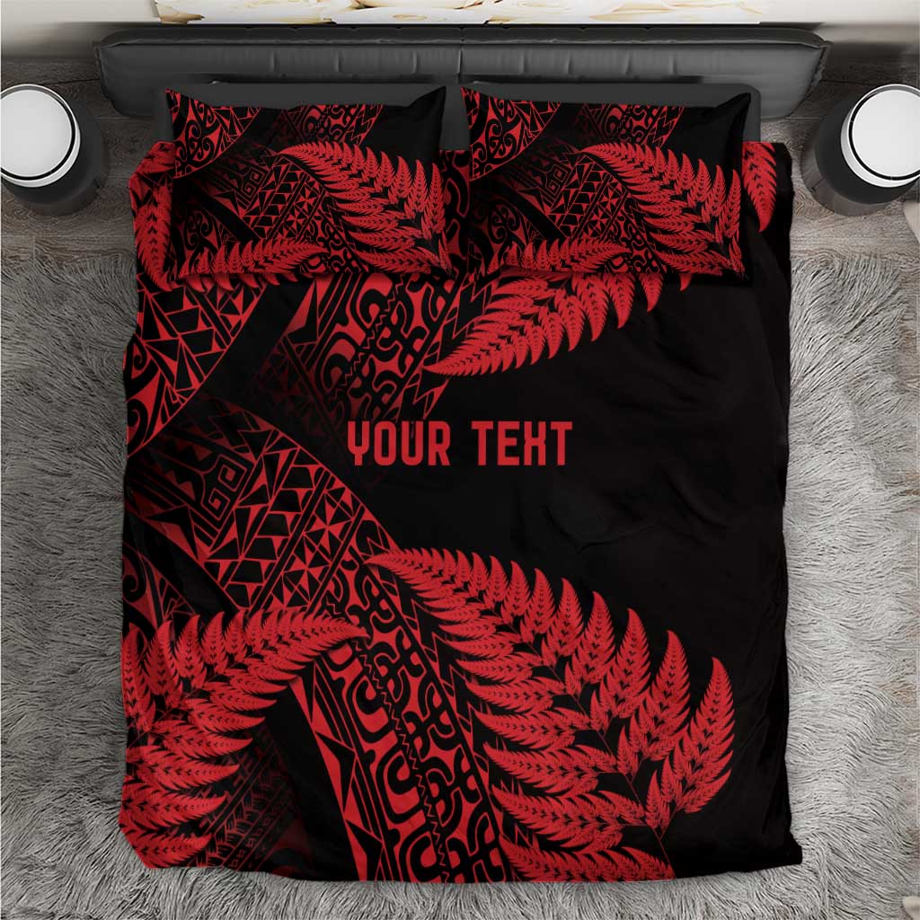 New Zealand Rugby Pacific Personalised Bedding Set All Red Maori Pasifika Fern Pattern LT9 Red - Polynesian Pride