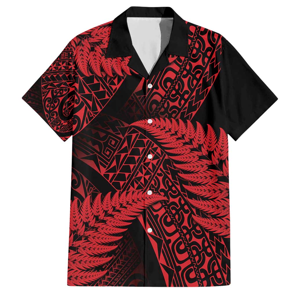 New Zealand Rugby Pacific Personalised Hawaiian Shirt All Red Maori Pasifika Fern Pattern LT9 Red - Polynesian Pride