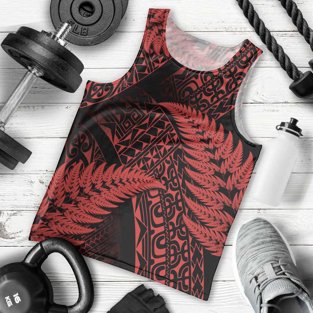 New Zealand Rugby Pacific Personalised Men Tank Top All Red Maori Pasifika Fern Pattern LT9 - Polynesian Pride