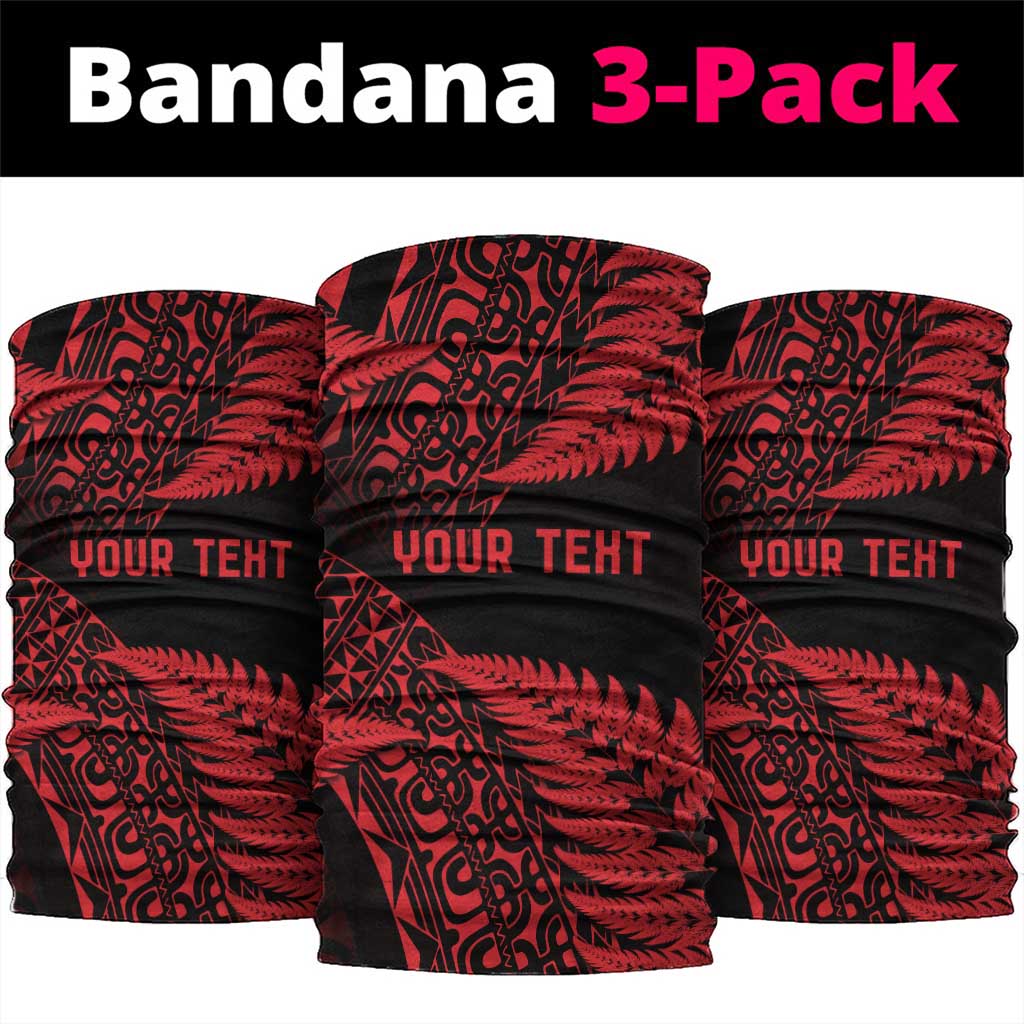 New Zealand Rugby Pacific Personalised Neck Gaiter All Red Maori Pasifika Fern Pattern LT9 package One Size: 25*50cm Red - Polynesian Pride