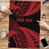New Zealand Rugby Pacific Personalised Puzzle All Red Maori Pasifika Fern Pattern LT9 Red - Polynesian Pride