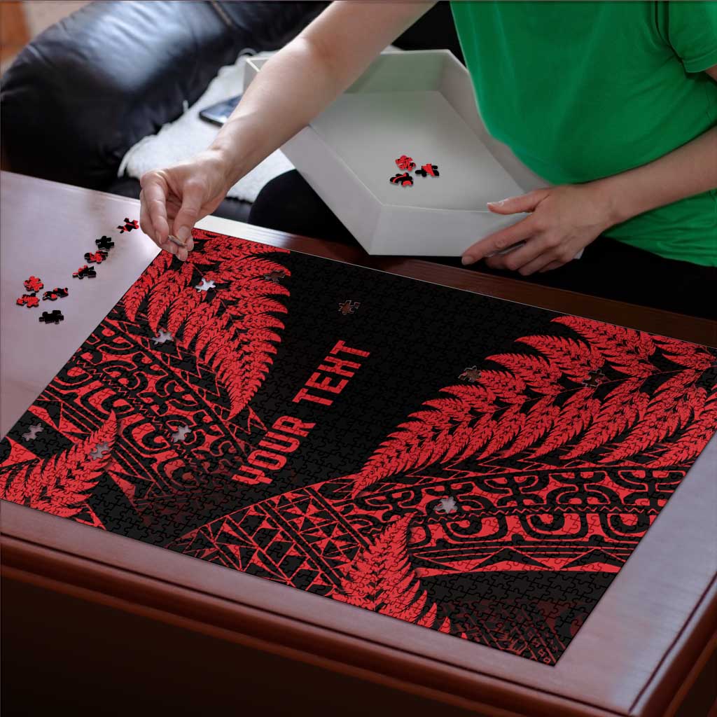 New Zealand Rugby Pacific Personalised Puzzle All Red Maori Pasifika Fern Pattern LT9 - Polynesian Pride