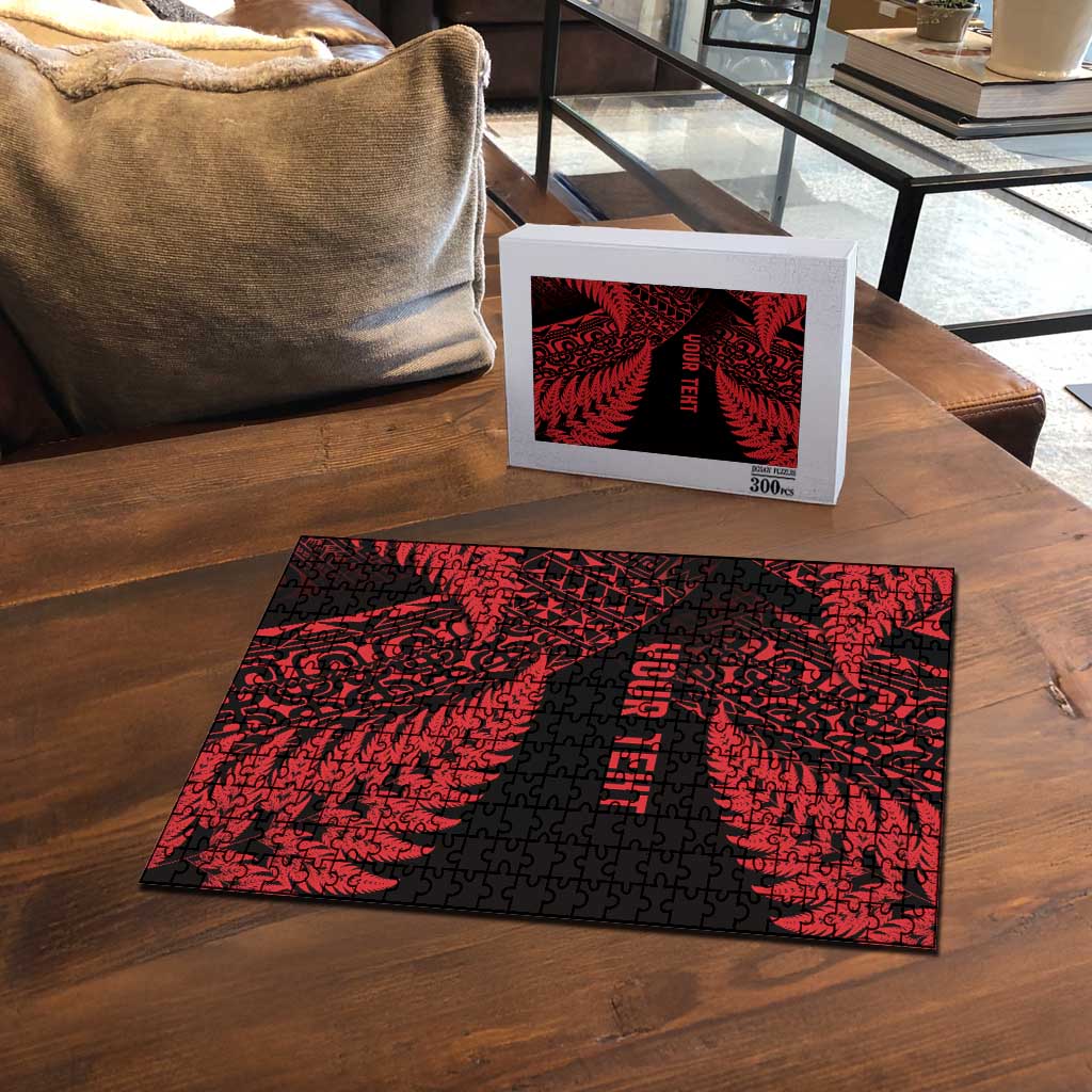 New Zealand Rugby Pacific Personalised Puzzle All Red Maori Pasifika Fern Pattern LT9 - Polynesian Pride