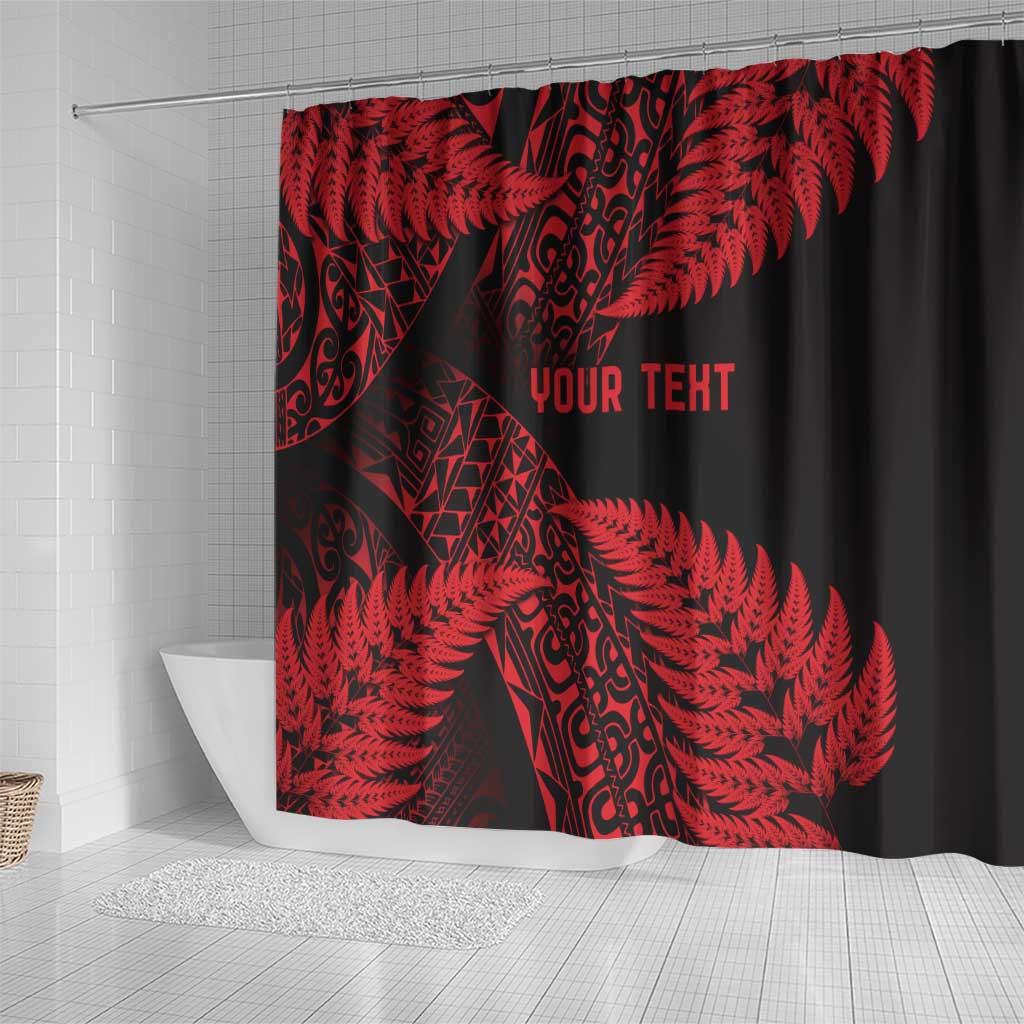 New Zealand Rugby Pacific Personalised Shower Curtain All Red Maori Pasifika Fern Pattern LT9 - Polynesian Pride
