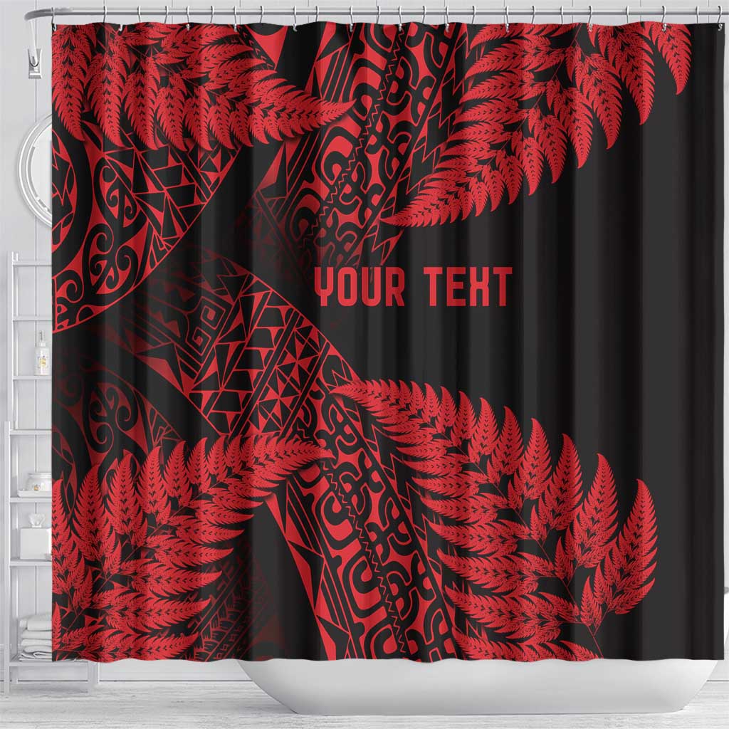 New Zealand Rugby Pacific Personalised Shower Curtain All Red Maori Pasifika Fern Pattern LT9 - Polynesian Pride