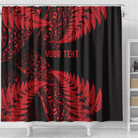 New Zealand Rugby Pacific Personalised Shower Curtain All Red Maori Pasifika Fern Pattern LT9 - Polynesian Pride