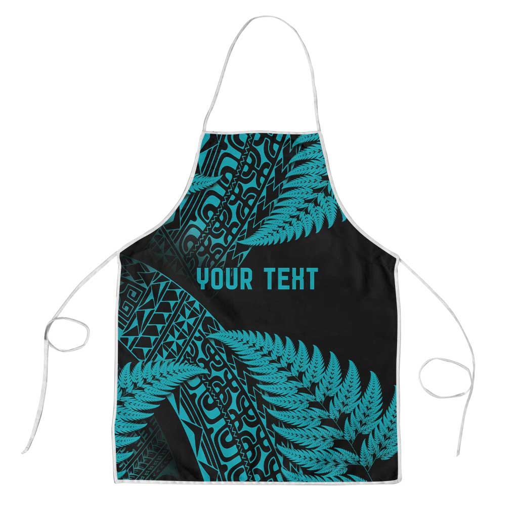 New Zealand Rugby Pacific Personalised Apron All Turquoise Maori Pasifika Fern Pattern LT9 Turquoise - Polynesian Pride