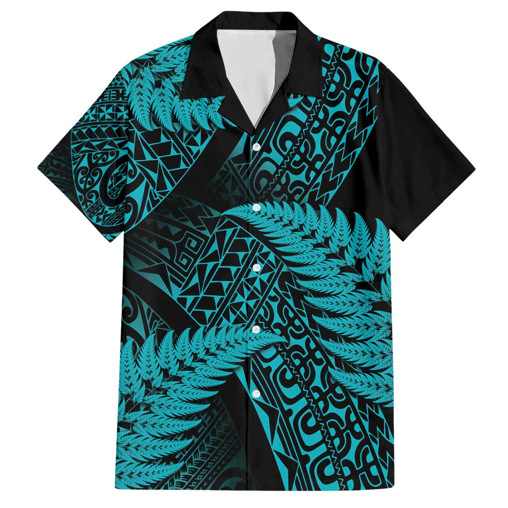 New Zealand Rugby Pacific Personalised Hawaiian Shirt All Turquoise Maori Pasifika Fern Pattern LT9 Turquoise - Polynesian Pride